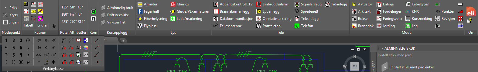 ELI PRO verktøyrad i AutoCAD