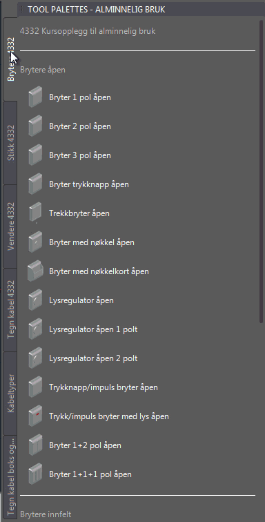 ELI PRO og LT sine verktøypaletter i AutoCAD